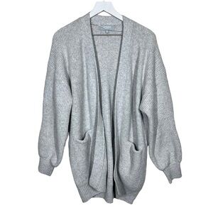 Weekend Los Angeles Women’s Heather Grey Ribbed Knit Cardigan Size Small Slouchy